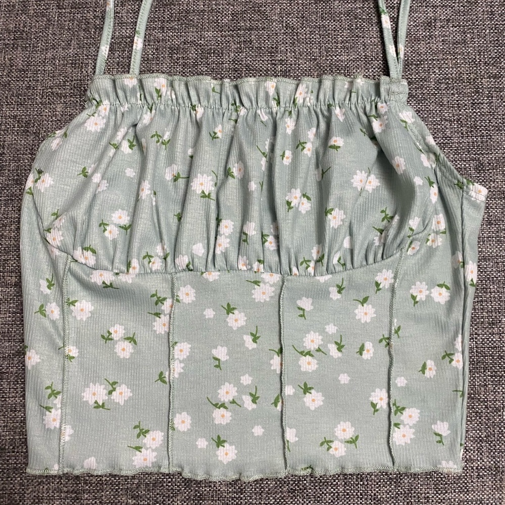 SHEIN Green Smocked Camisole Crop Top